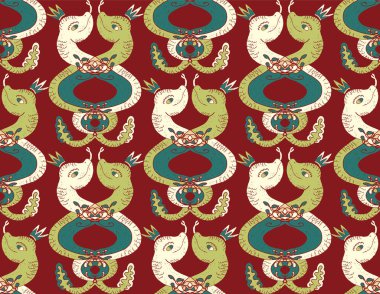 Başlıklarda birbirine dolanmış yılanlar, linocut stili, vektörsüz desen, duvar kağıdı arkaplan