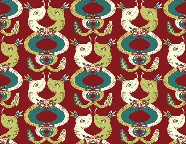 Başlıklarda birbirine dolanmış yılanlar, linocut stili, vektörsüz desen, duvar kağıdı arkaplan