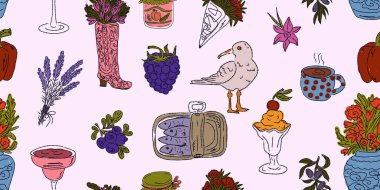 Dolce Vita koleksiyonu, Akdeniz yaşam tarzından esinlenerek canlı renk aksanlarına sahip tuhaf, pürüzsüz bir desen. El çizimi çizim biçimi