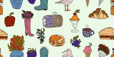 Dolce Vita koleksiyonu, Akdeniz yaşam tarzından esinlenerek canlı renk aksanlarına sahip tuhaf, pürüzsüz bir desen. El çizimi çizim biçimi