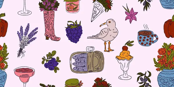 Dolce Vita koleksiyonu, Akdeniz yaşam tarzından esinlenerek canlı renk aksanlarına sahip tuhaf, pürüzsüz bir desen. El çizimi çizim biçimi