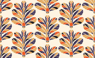 Klasik sanat tarzında dekoratif yaprakları olan kusursuz çiçek deseni. Geleneksel motiflerden esinlenilmiş klasik süsleme baskısı.