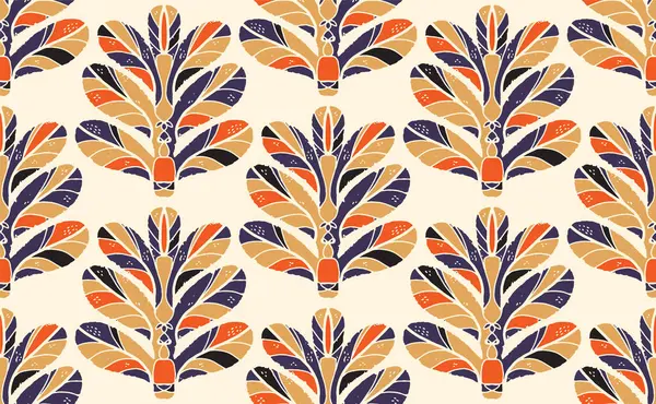 Klasik sanat tarzında dekoratif yaprakları olan kusursuz çiçek deseni. Geleneksel motiflerden esinlenilmiş klasik süsleme baskısı.