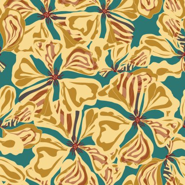 Soyut fantezi çiçekleri karman çorman Asya motifleri vektörsüz çakışan desen uyumluluğu