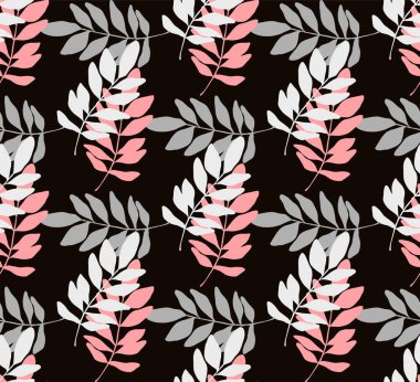 Yaprakları pürüzsüz tekrarlayan desenli dallar. Ağaç taç, tropikal egzotik orman. Botanik arkaplan, kumaş, baskı kağıdı, duvar kağıdı