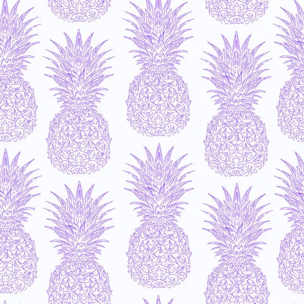 Klasik eskiz tarzında kusursuz el yapımı ananas deseni. Tropikal ve Akdeniz atmosferi. Tekstil, duvar kağıdı, ambalaj, ev dekorasyonu ve yüzey tasarımı için mükemmel..