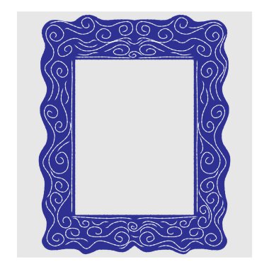 El çizimi dekoratif çerçeve karalama çizimi tarzında. Dalgalı çizgileri ve girdapları olan vektör çizimi. Kartlar, davetiyeler, posterler ya da fotoğraf dekorasyonu için mükemmel..