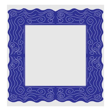 El çizimi dekoratif çerçeve karalama çizimi tarzında. Dalgalı çizgileri ve girdapları olan vektör çizimi. Kartlar, davetiyeler, posterler ya da fotoğraf dekorasyonu için mükemmel..