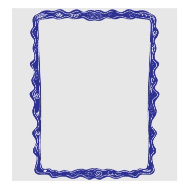 El çizimi dekoratif çerçeve karalama çizimi tarzında. Dalgalı çizgileri ve girdapları olan vektör çizimi. Kartlar, davetiyeler, posterler ya da fotoğraf dekorasyonu için mükemmel..