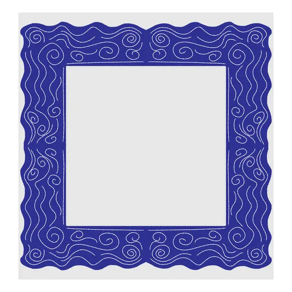El çizimi dekoratif çerçeve karalama çizimi tarzında. Dalgalı çizgileri ve girdapları olan vektör çizimi. Kartlar, davetiyeler, posterler ya da fotoğraf dekorasyonu için mükemmel..