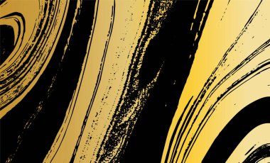 Grunge detaylı iç içe geçmiş doku, iplikler, çizgiler, kablolar, damarlar. Huysuz, eski, detaylı doku. Vektör arkaplanı. Altın ve siyah