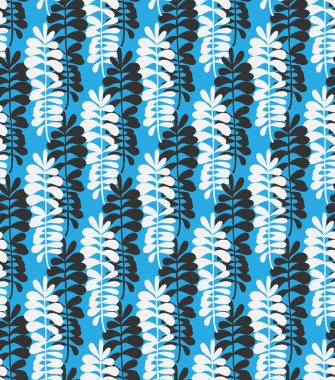 Yaprakları pürüzsüz tekrarlayan desenli dallar. Ağaç taç, tropikal egzotik orman. Botanik arkaplan, kumaş, baskı kağıdı, duvar kağıdı