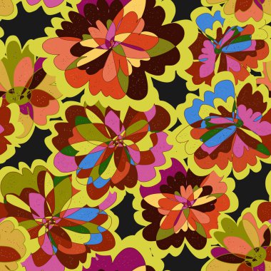 Soyut fantezi sanrısal çiçek vektörü, kusursuz desenli duvar kağıdı arka planı