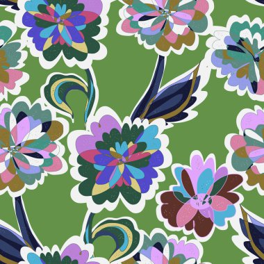 Soyut fantezi sanrısal çiçek vektörü, kusursuz desenli duvar kağıdı arka planı