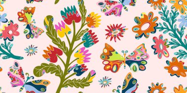 Tuhaf halk sanatı. Saf, peri masalı tarzında, zengin bir renk paleti, kırsal konfor, tatil ruhu ve doğa ile kusursuz bir desen. Paskalya motifleri.