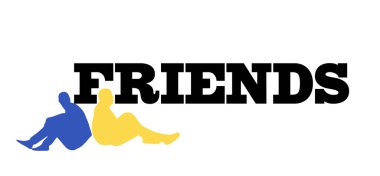'Friends' metninin önünde arka arkaya iki arkadaş silueti