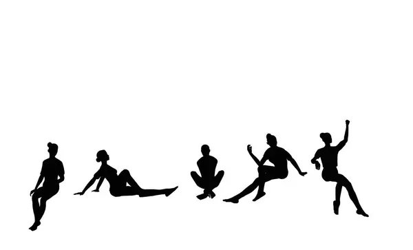 女性のシルエット図面の黒いグループ — ストックベクタ