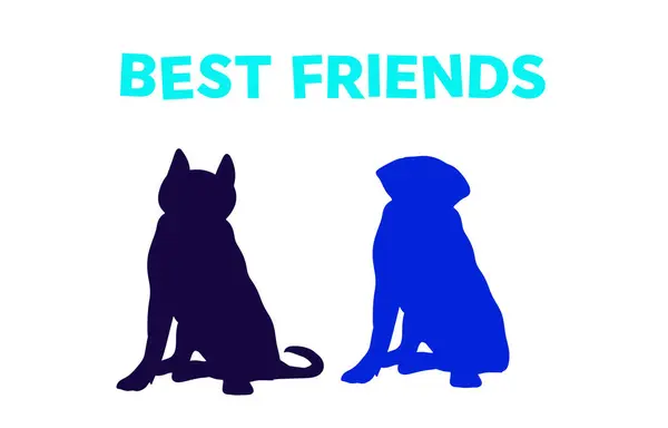 Best Friends Poster Vector Dog Silhouette Illustration — Stock Vector