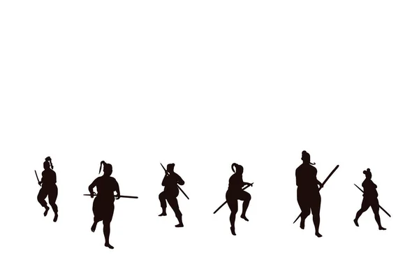 Silhouette Des Femmes Surpoids Intéressées Par Les Sports Combat — Image vectorielle
