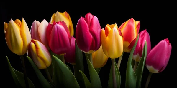 Colorful Bouquet Fresh Spring Tulip Flowers — Stock Photo, Image