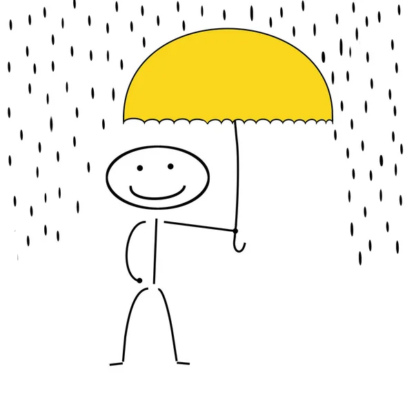 傘を差して雨の中に棒の姿が見える — ストック写真