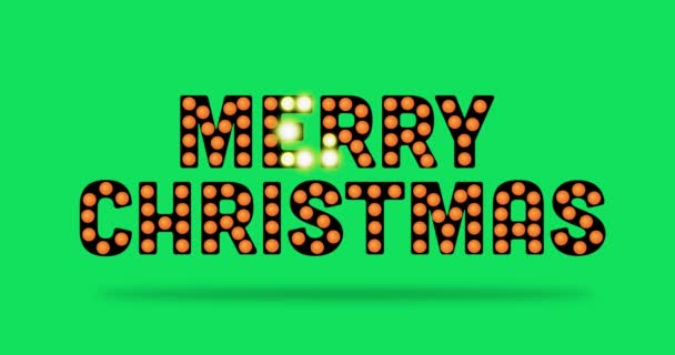 Φωτισμένο Καλά Χριστούγεννα Πινακίδα Κείμενο Πράσινο Φόντο Οθόνη — Αρχείο Βίντεο