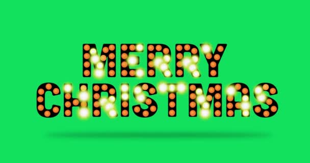 圣诞文本 绿色屏幕背景上有灯光 明亮快乐的圣诞祝福 — 图库视频影像