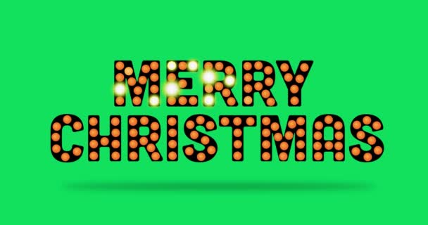 Φωτισμένο Καλά Χριστούγεννα Πινακίδα Κείμενο Πράσινο Φόντο Οθόνη Καλά Χριστούγεννα — Αρχείο Βίντεο