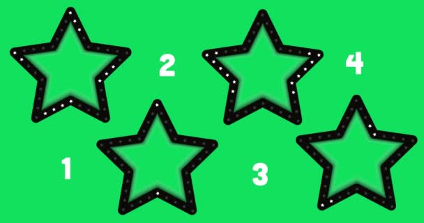 Conjunto Belas Estrelas Fundo Tela Verde Com Bela Animação Luz — Vídeo de Stock