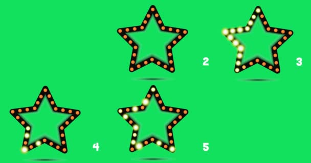 Conjunto Hermosas Estrellas Con Luces Carpa Parpadeando Seis Patrones Diferentes — Vídeos de Stock