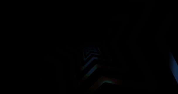 Анимированные Вращающиеся Красивые Звезды Разноцветные Диджейские Огни Черном Фоне Использоваться — стоковое видео