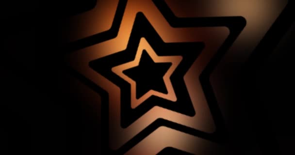Schöne Goldene Sterne Mit Leuchtenden Oder Blinkenden Lichtern Animiert Auf — Stockvideo