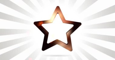 Güzel, pırıl pırıl bir altın yıldız. Animasyon güneş ışınları dönüşlü arka planı olan büyük bir yıldız..