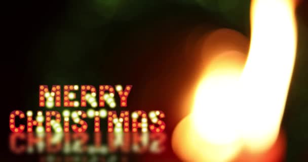 Καλά Χριστούγεννα Κείμενο Animation Κερί Bokeh Αποτέλεσμα Χαρούμενα Χριστούγεννα Seamless — Αρχείο Βίντεο