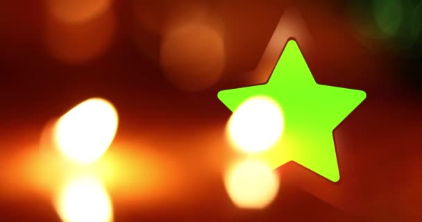 Красивая Скользящая Золотая Звезда Эффектом Боке Красном Фоне Рождественская Звезда — стоковое видео