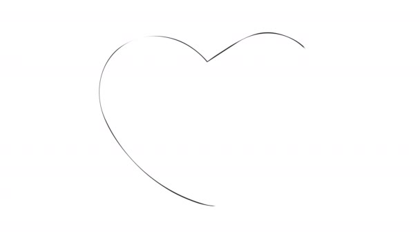 Animated Hand Drawn Red Heart Love Arrow Isolated White Background — Stockvideo