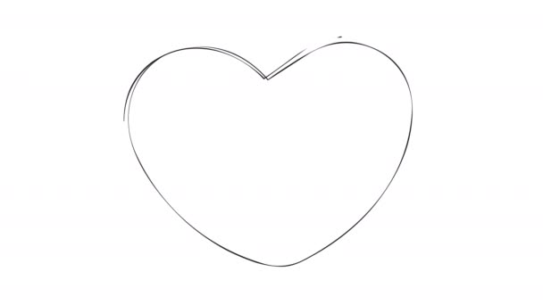 Dia Dos Namorados Coração Vermelho Desenhado Mão Animado Isolado Fundo — Vídeo de Stock