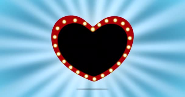 Valentines Day Red Heart Glowing Lights Abstract Background Animated White — Vídeos de Stock