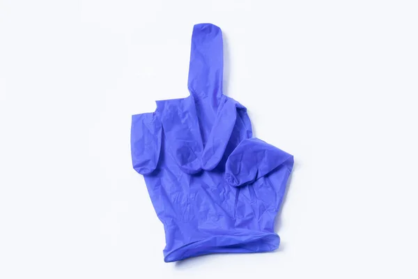 Blauer Handschuh Mit Umgeklapptem Mittelfinger — Stockfoto