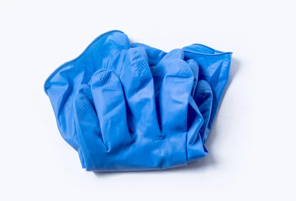 Modré Gumové Rukavice Izolovaných Bílém Pozadí — Stock fotografie