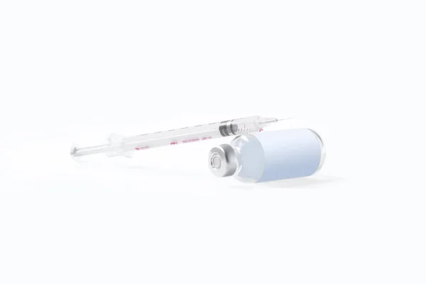 Medicinska Injektionsflaskor För Injektion Med Spruta Vit Bakgrund Vaccin Mot — Stockfoto