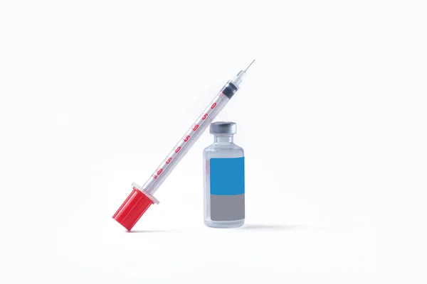 Медичні Флакони Єкцій Шприцом Білому Тлі Концепція Вакцинації — стокове фото