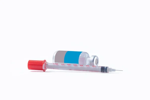 Vaccin Injectieflacon Spuit Geïsoleerd Witte Achtergrond — Stockfoto