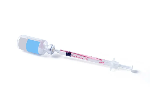 Fehér Alapon Izolált Vakcina Injekciós Üveg Fecskendő — Stock Fotó