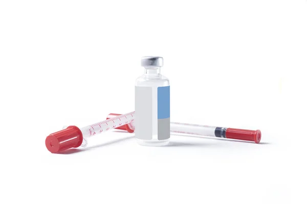 白色背景下的医疗瓶和注射器 — 图库照片