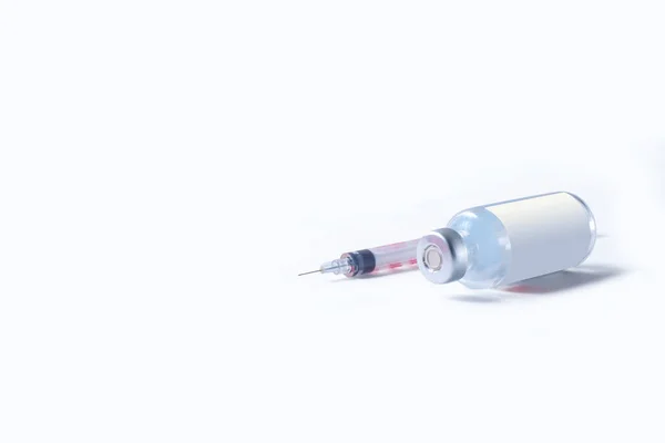 Frasco Para Injetáveis Seringa Vacina Isolados Sobre Fundo Branco — Fotografia de Stock