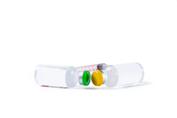 Medical Vials Syringe White Background Isolated — Stock Photo, Image