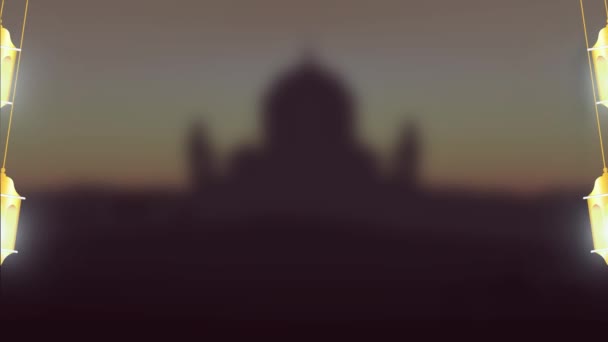 Святкування Рамадан Карім Силует Арабської Мечеті Зірками Священного Місяця Мусульманської — стокове відео
