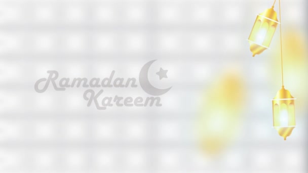 Ramadan Kareem Animowany Tekst Tradycyjnymi Latarniami Ramadan Wiszące Kołyszące Się — Wideo stockowe