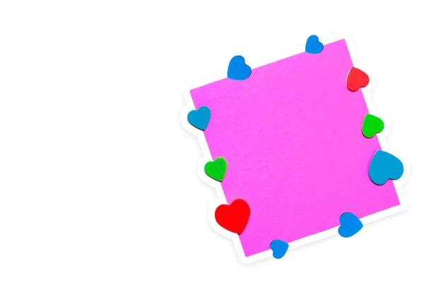 Hârtie Colorată Goală Inimi Multicolore Fundal Alb — Fotografie, imagine de stoc